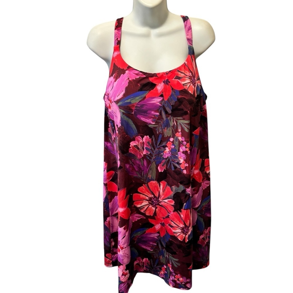 Alaskan Hardgear Women's Plus AKHG Lost Lake Swim Dress Sz 20W Purple Red Floral - Picture 2 of 11